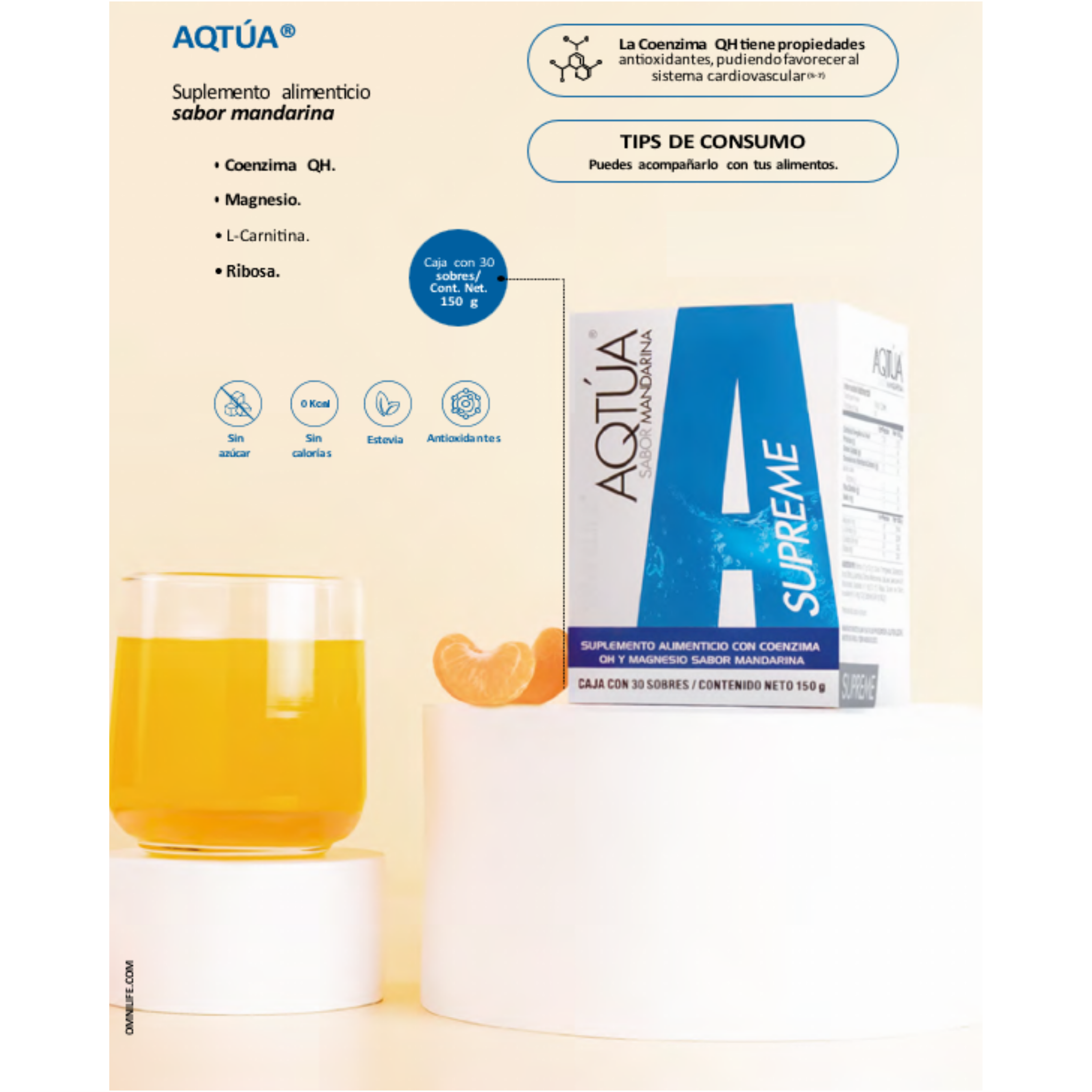 AQTÚA Supreme Mandarin Flavor: Activate your cellular energy from within! 